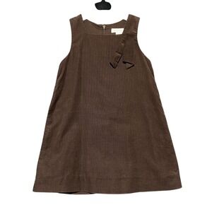 Pottery Barn Kids‎ Brown Corduroy Pinafore Dress 12-18 Months Bow Detail Holiday